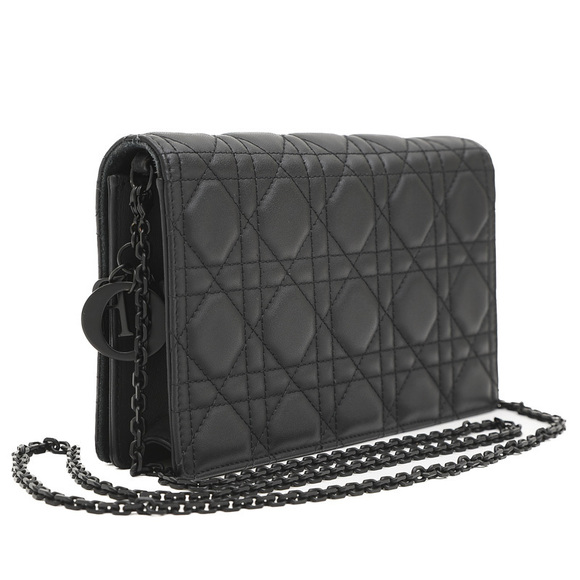 Dior Wallet  Long Cannage Chain Black Lady - Picture 1 of 11